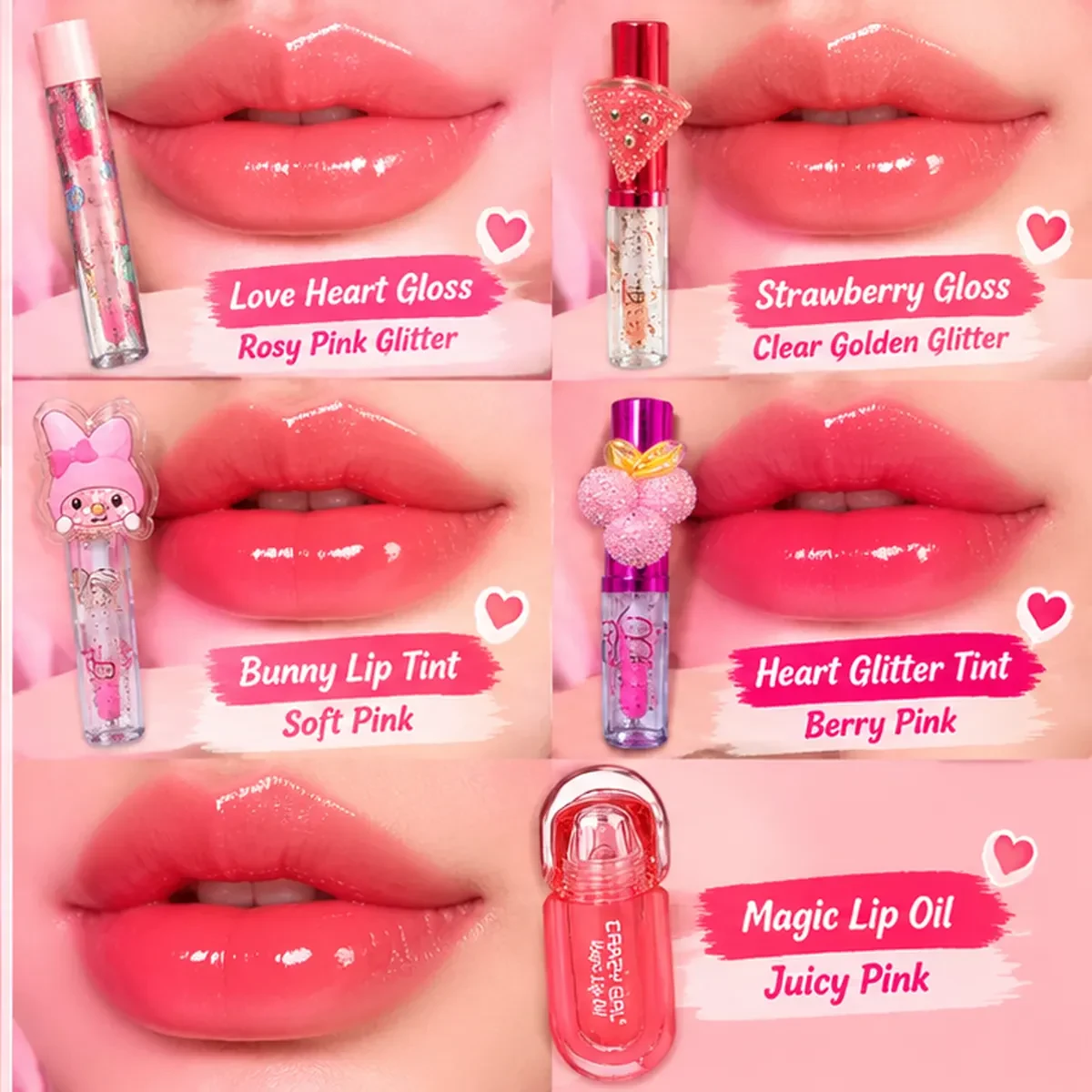Crazy Girl Pretty Pink Lip Collection – 5-in-1 Gloss & Lip Oil Gift Set — image 2