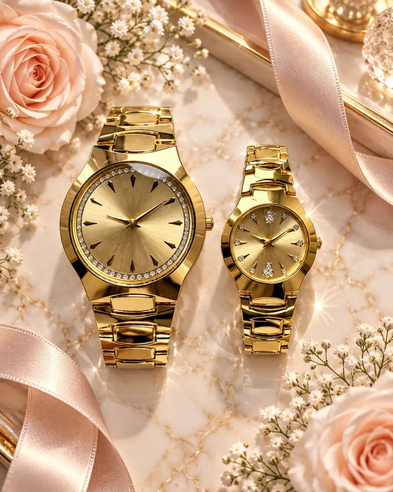 Luxury Gold Couple Watch Set – Men’s & Women’s Matching Watches (STAINLESS STEEL) — image 2