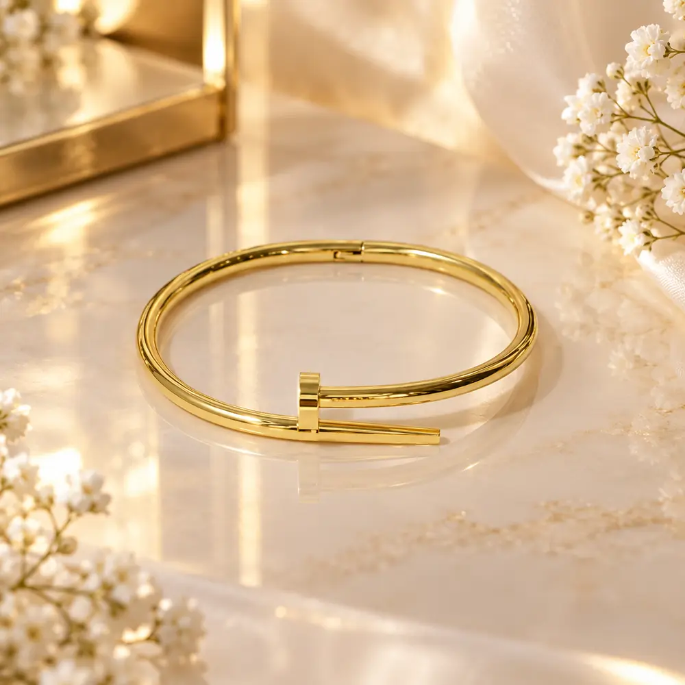 Minimalist Gold Open Cuff Women’s Bangle Bracelet — image 3