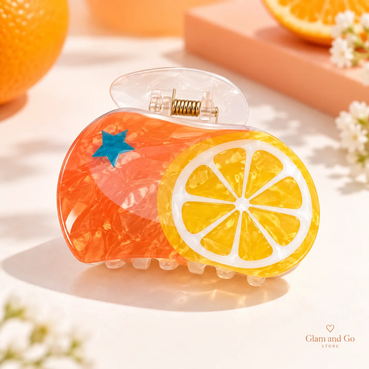 Cute Orange Citrus Slice Hair Claw Clip — image 2