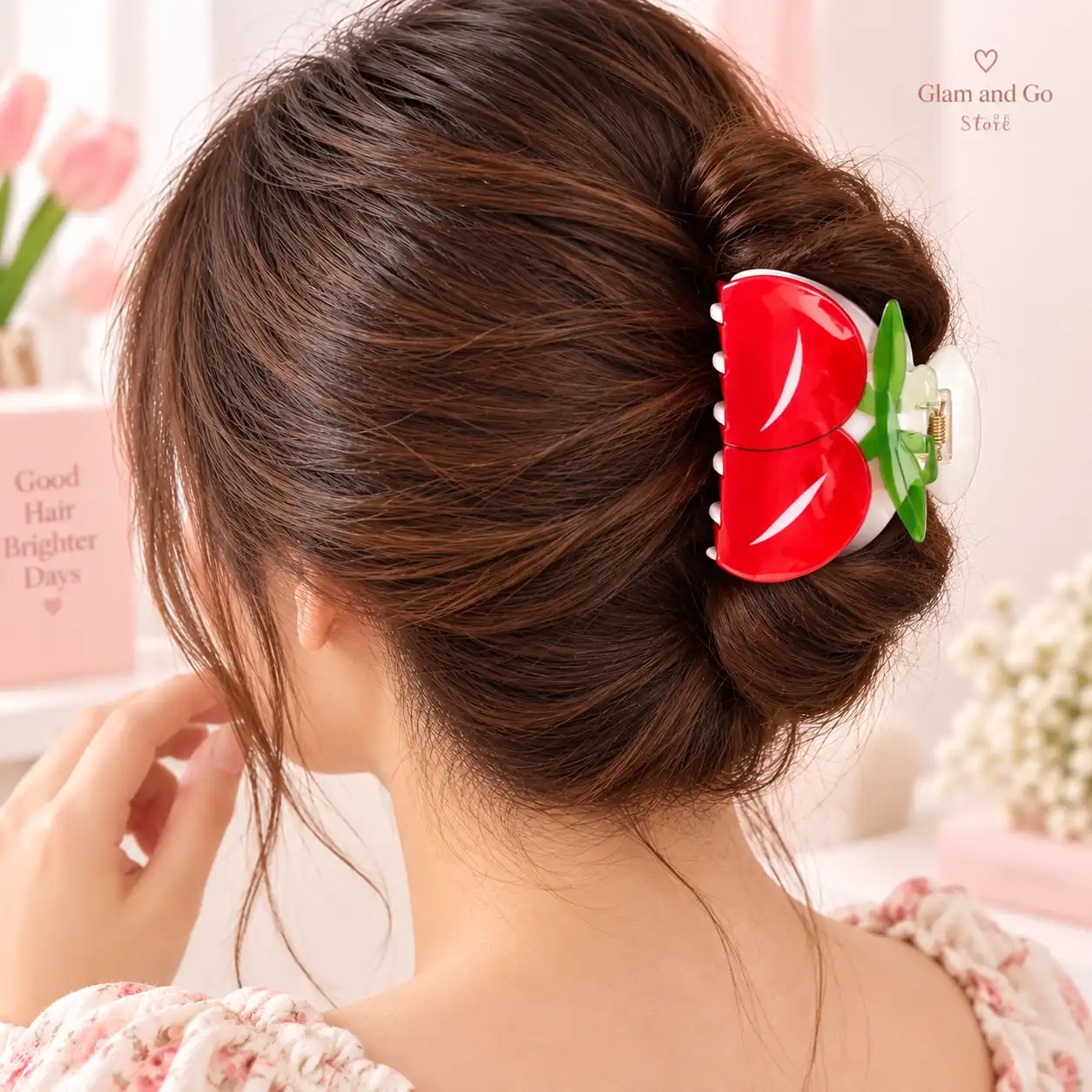 Cute Double Cherry Fruit Hair Claw Clip – Red