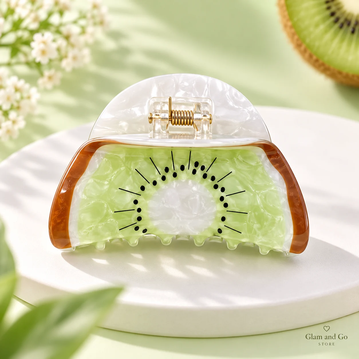 Cute Kiwi Fruit Slice Hair Claw Clip – Green — image 2