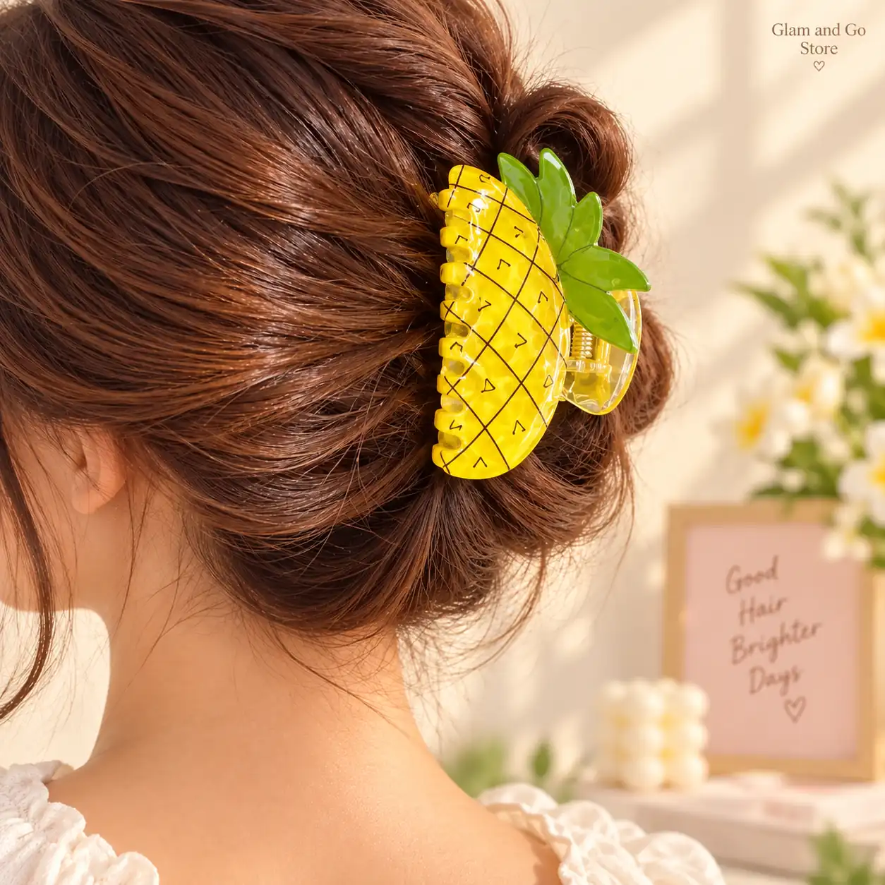 Cute Pineapple Fruit Hair Claw Clip – Yellow & Green — image 2
