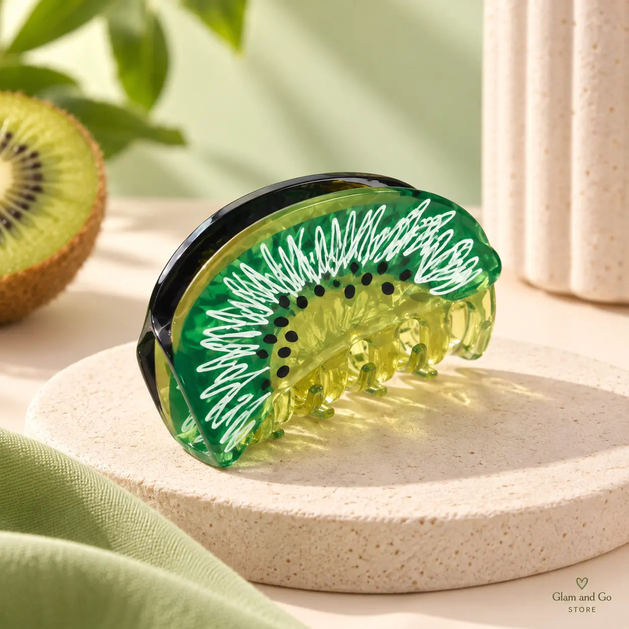 Cute Kiwi Fruit Slice Hair Claw Clip – Green