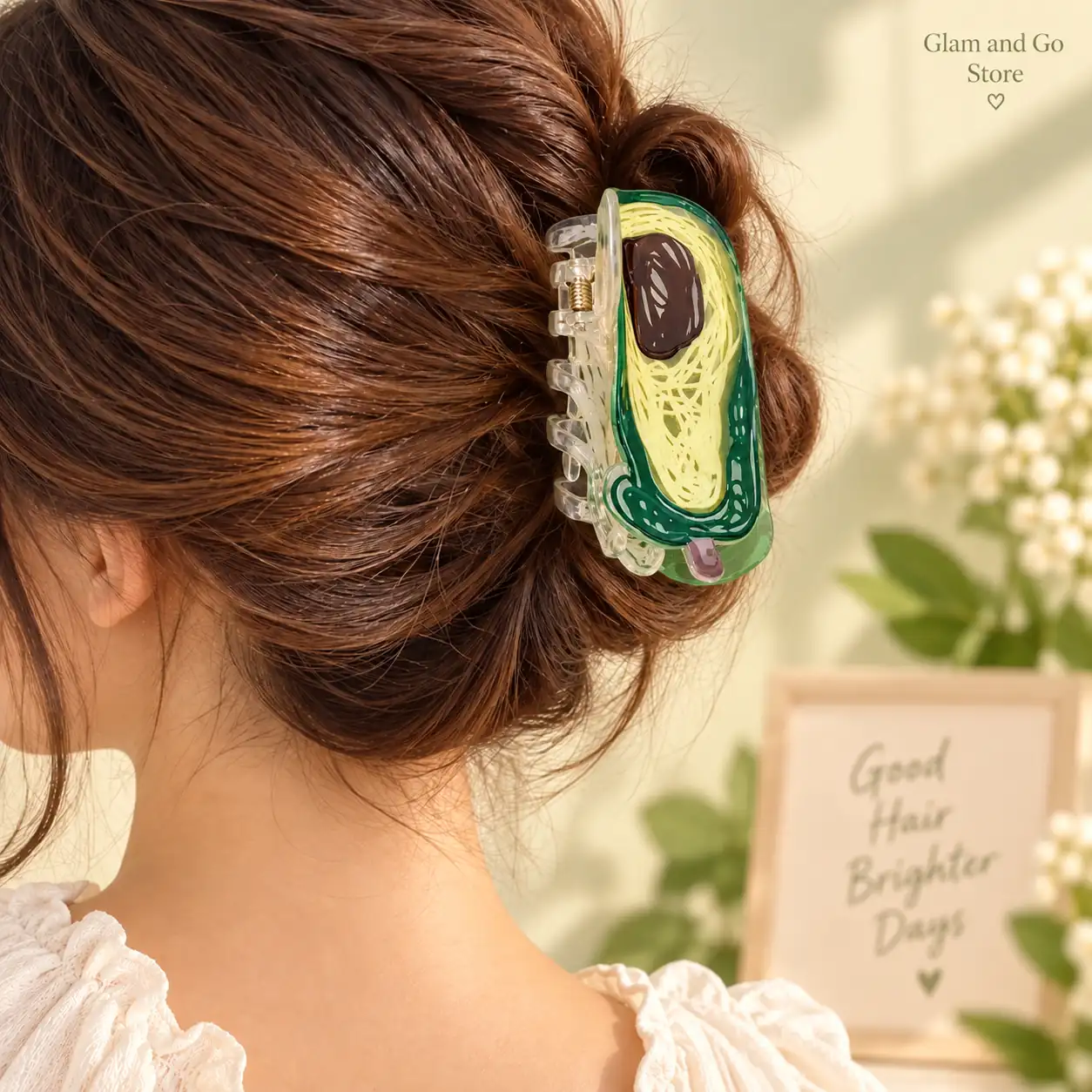 Cute Avocado Fruit Hair Claw Clip – Green & Brown