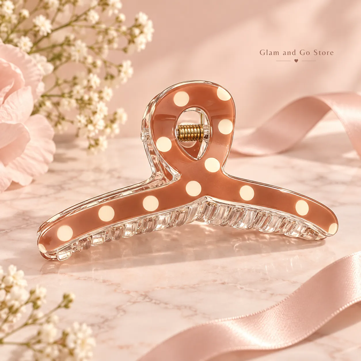 Classic Polka Dot Transparent Hair Claw Clip – Multi Colours — image 2