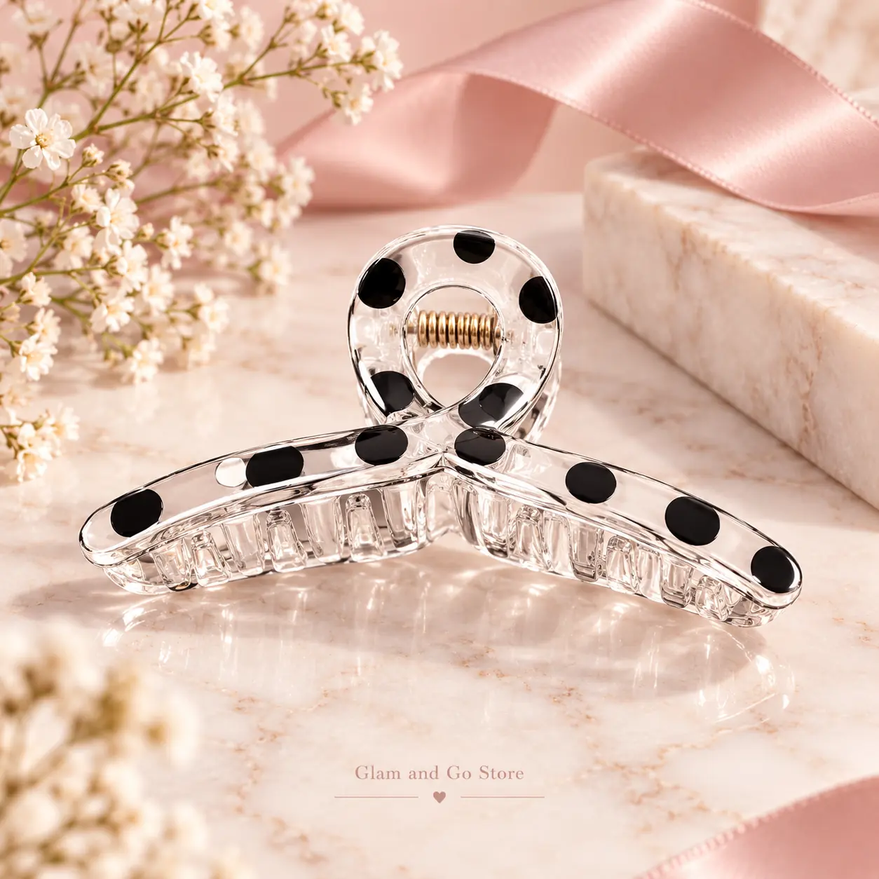 Classic Polka Dot Transparent Hair Claw Clip – Multi Colours — image 4
