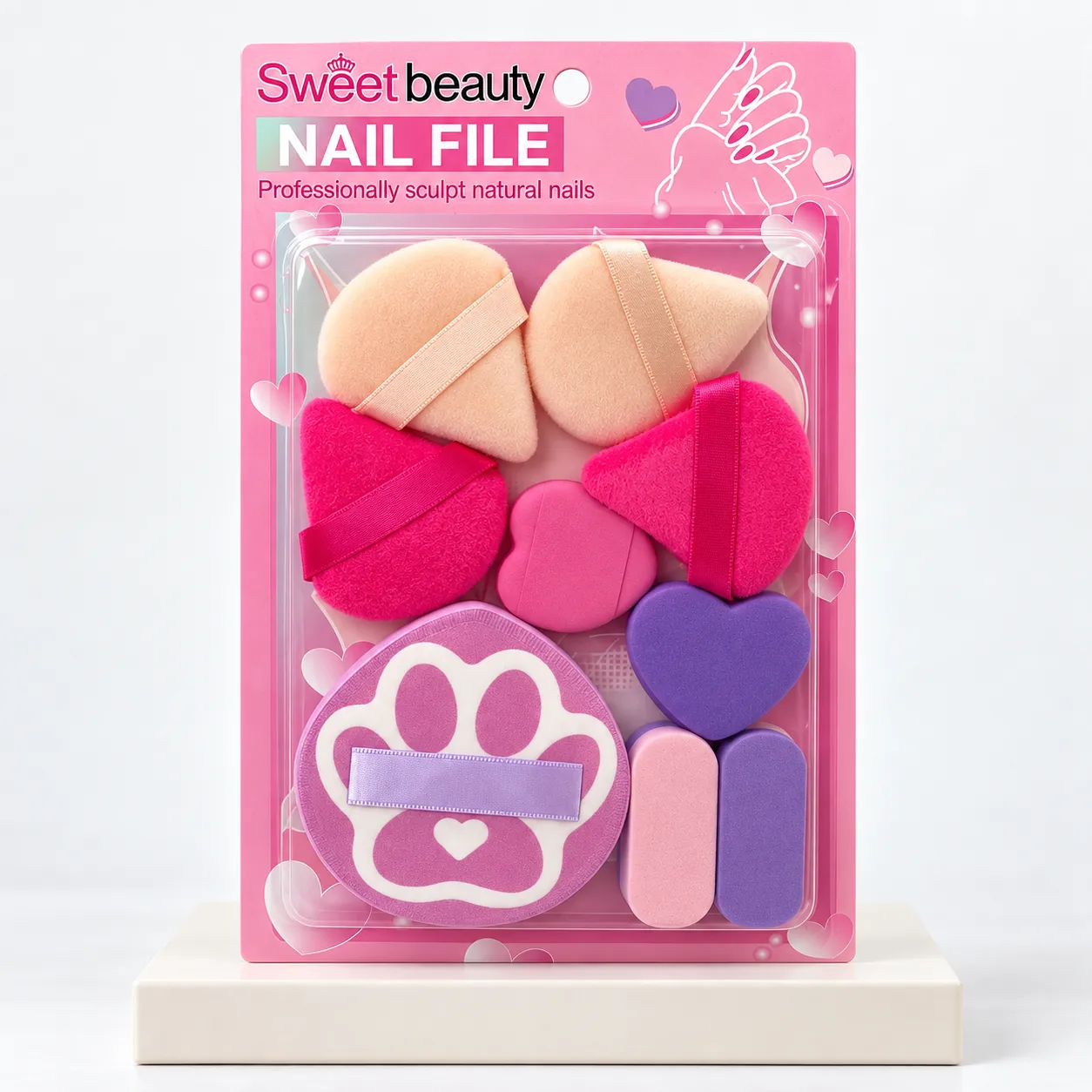Pastel Bow Beauty Pouch Makeup Sponge & Applicator Set – Pink