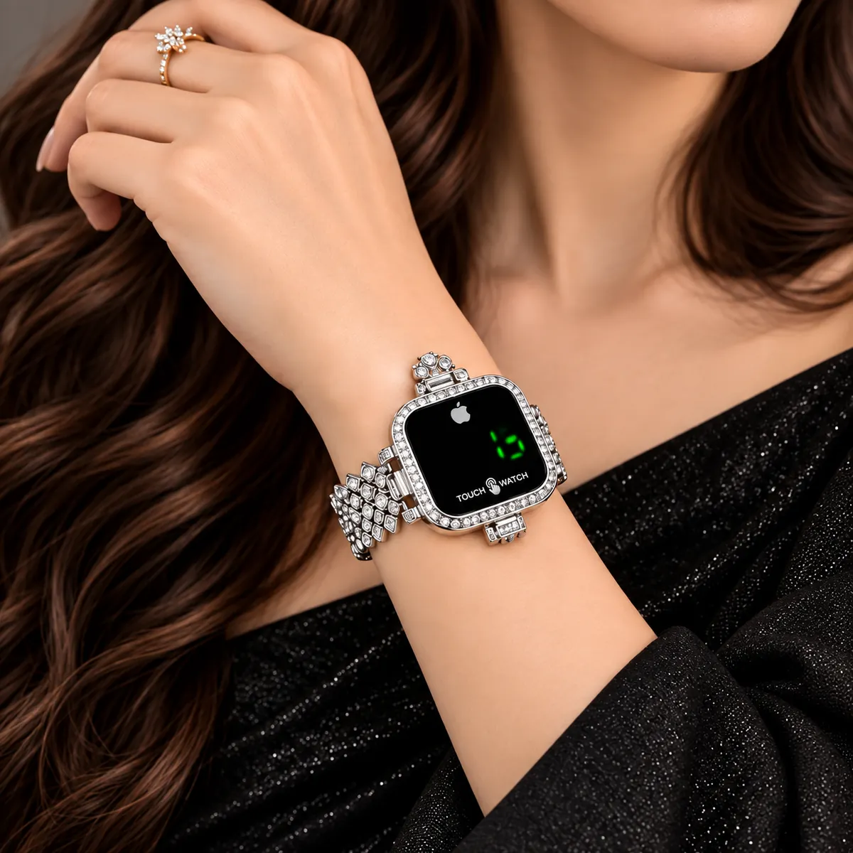 Luxury Silver Crystal Touch Digital Women’s Watch — image 2
