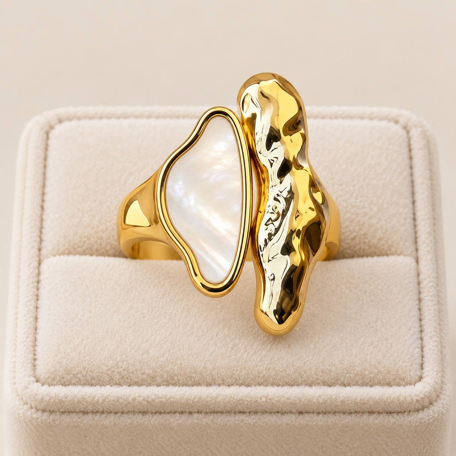 Stainless Steel Sculptural Wave Statement Ring – 2 Colours