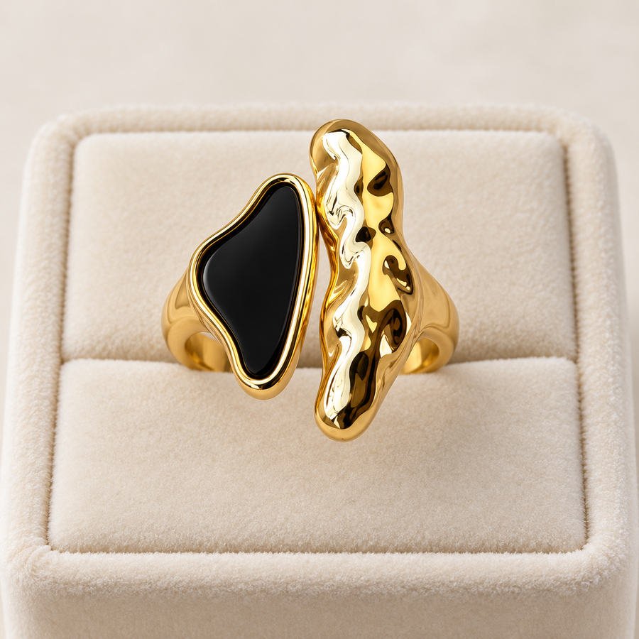 Stainless Steel Sculptural Wave Statement Ring – 2 Colours — image 4