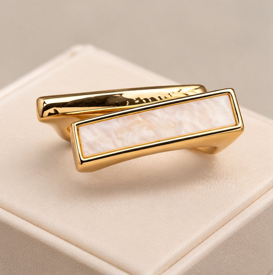 Stainless Steel Rectangular Bar Statement Ring – 2 Colours — image 1