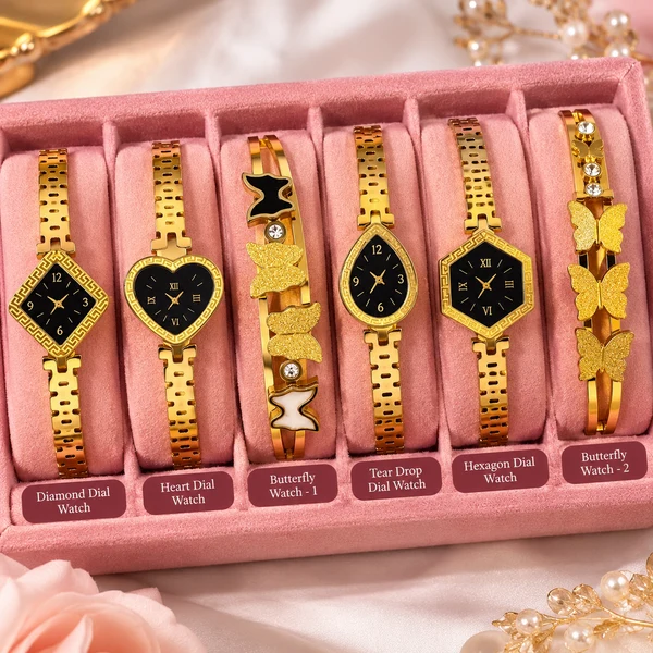 Stainless Steel Gold-Tone Women's Watches & Butterfly Bracelets – 7 Elegant Designs