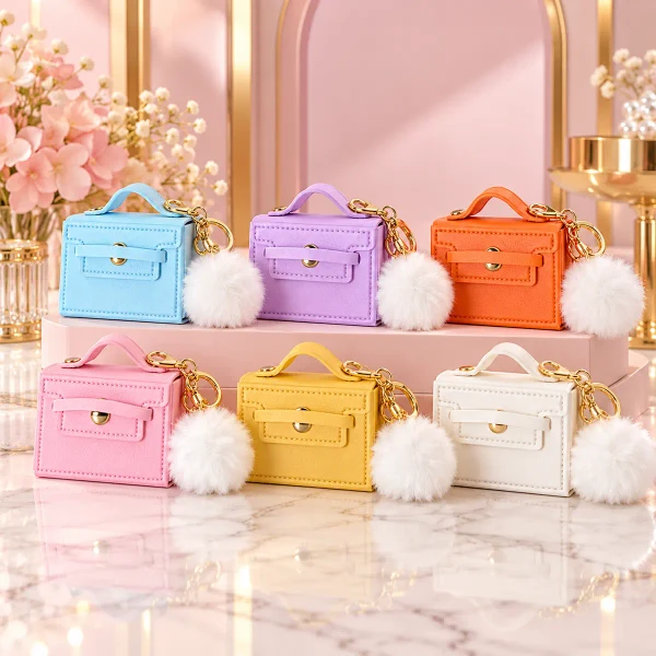 Premium Luxury Mini Handbag Pom-Pom Keychain – 6 Colours
