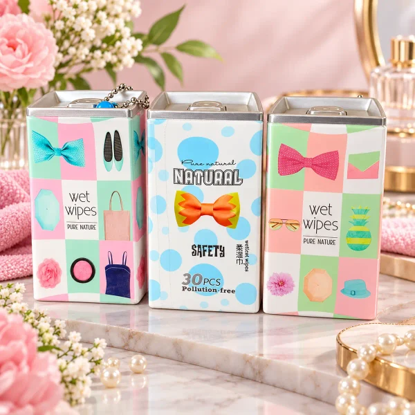 Premium Cute Portable Makeup Wet Wipes Tin Box