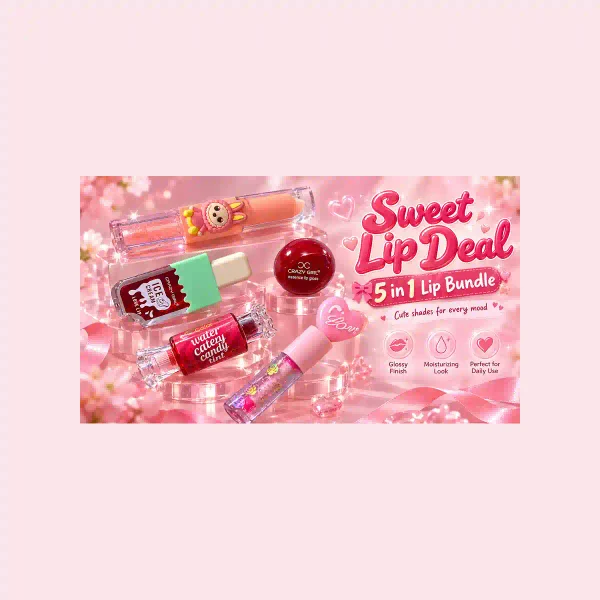 Crazy Girl Sweet Candy Lip Treats – 5-in-1 Lip Gloss & Tint Gift Set