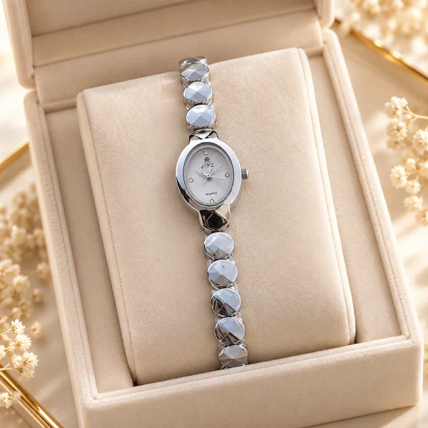 Stainless Steel Premium Luxury Oval Dial Ladies Watch – Gold & Silver