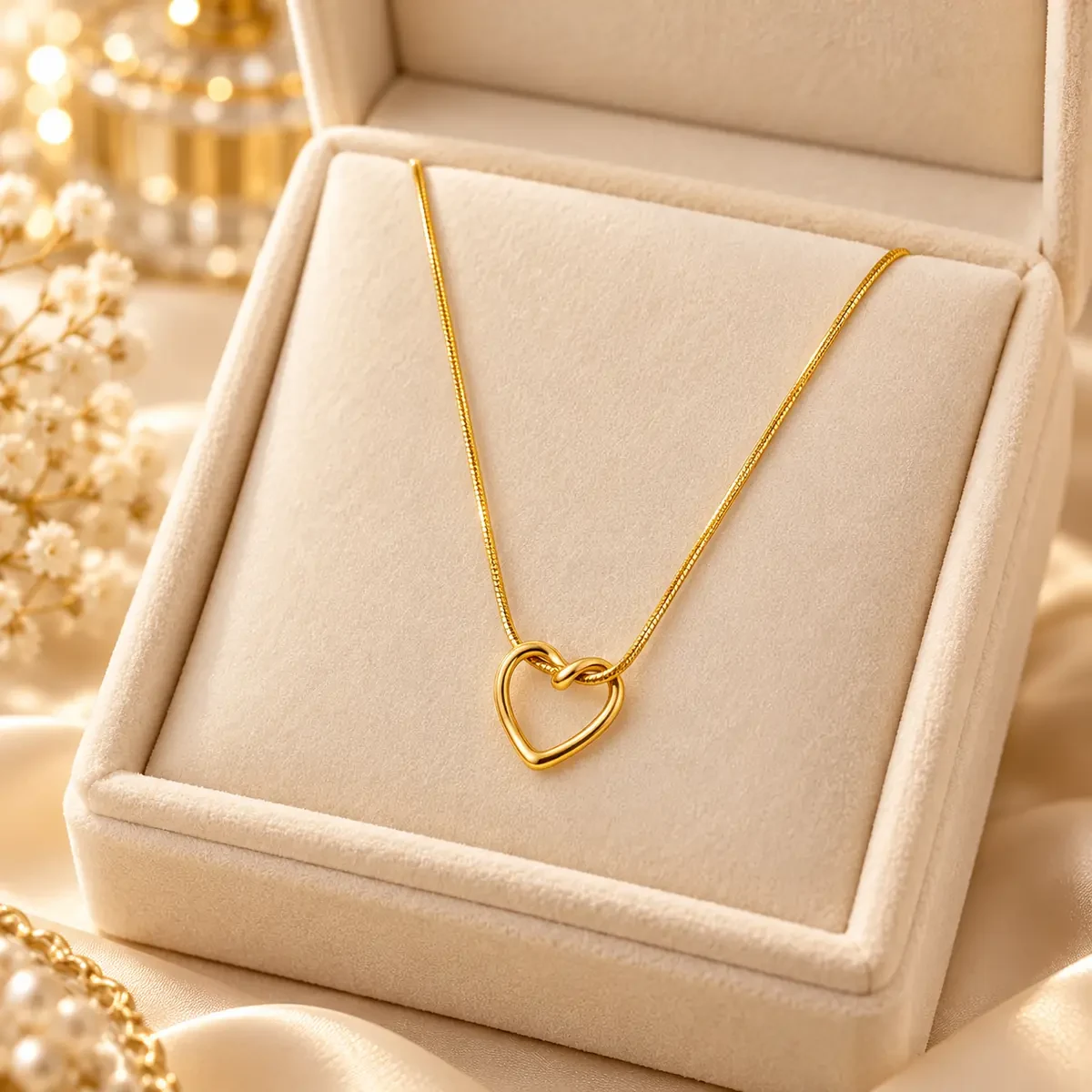 Stainless Steel Gold Open Heart Pendant Necklace for Women — image 2